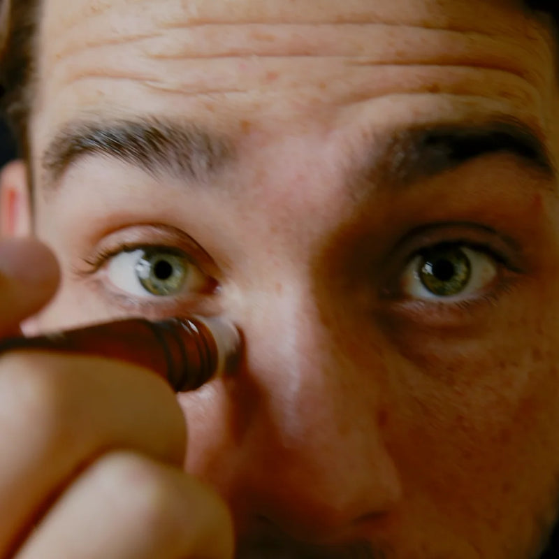 Roll from the inner to the outer corner of the eye.