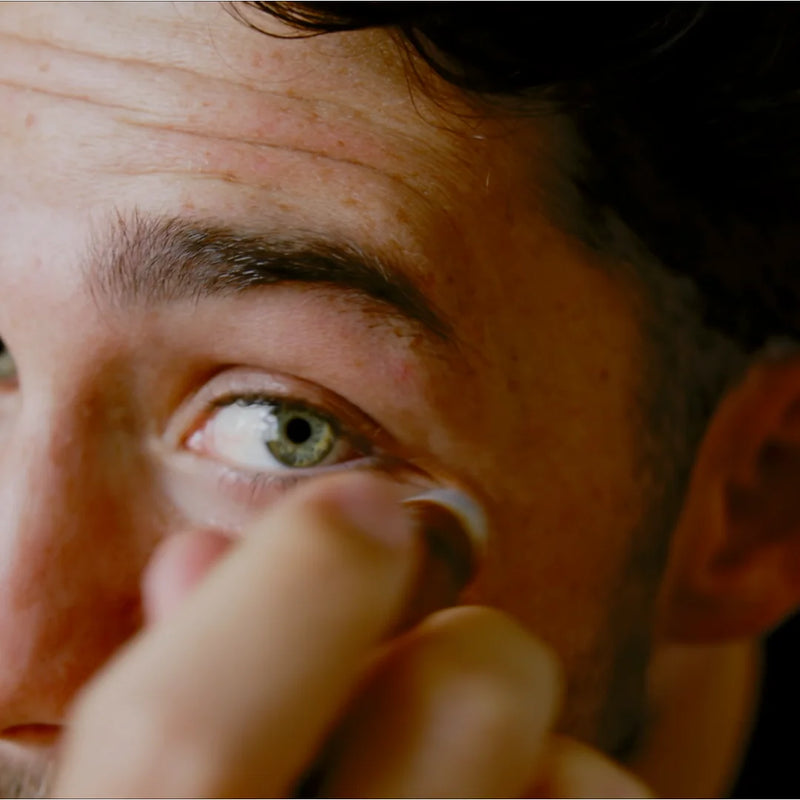 Roll back and gently pat in the serum with your ring finger.